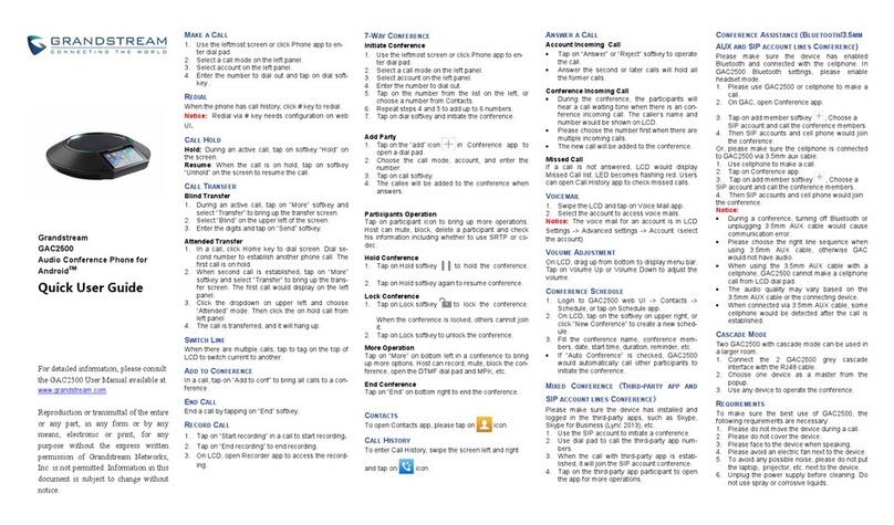 Grandstream Networks GAC2500 Instruction manual
