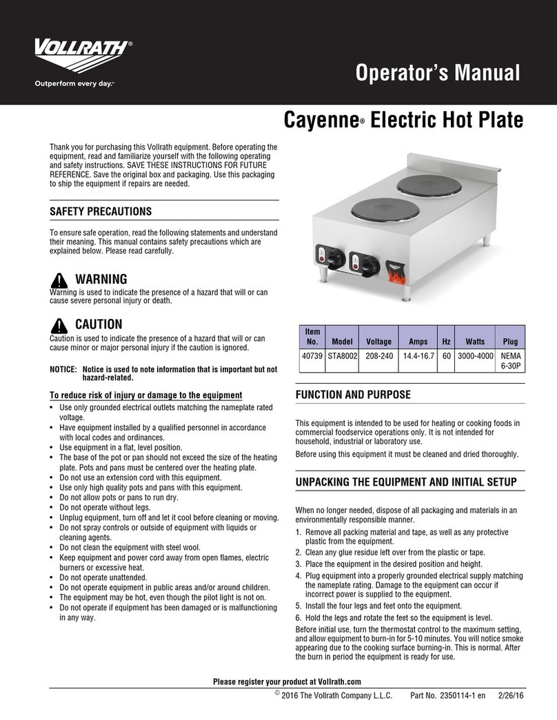 Vollrath Cayenne STA8002 User manual