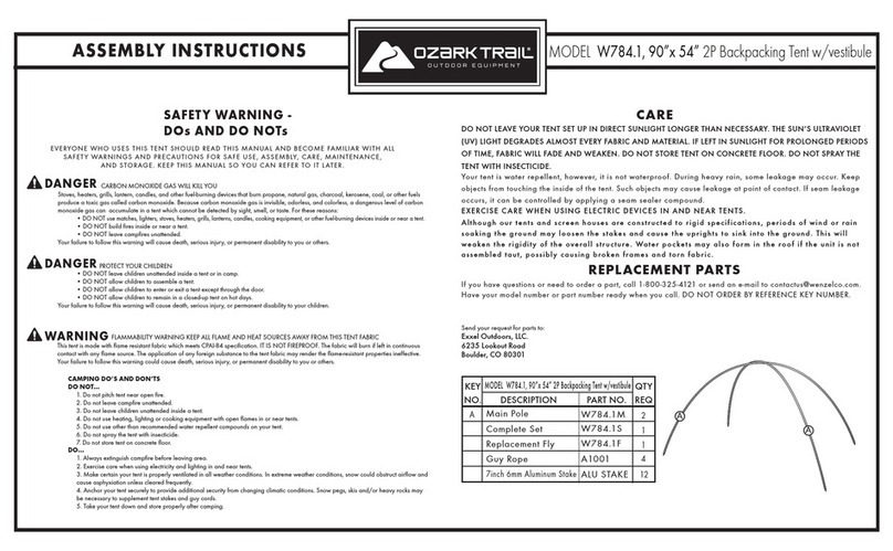 Ozark Trail W784.1 Assembly instructions and owner's manual Ozark Trail W784.1 Assembly instructions and owner's manual