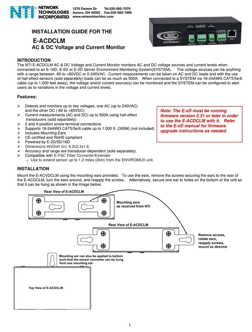 Network Technologies Incorporated E - ACDCLM User manual