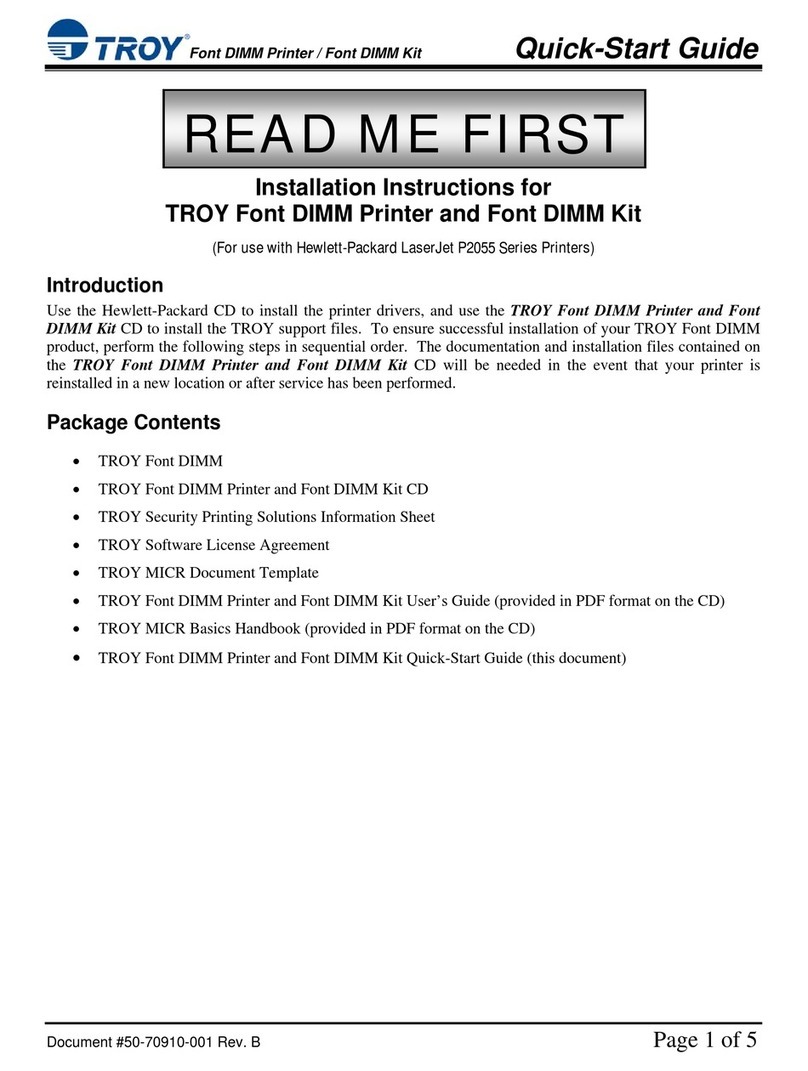 TROY Group Font DIMM Printer quick start guide