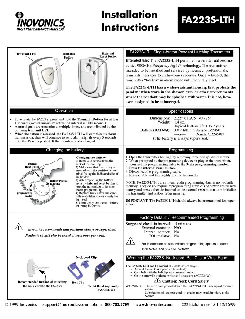 Inovonics Frequency Agile FA200W User manual