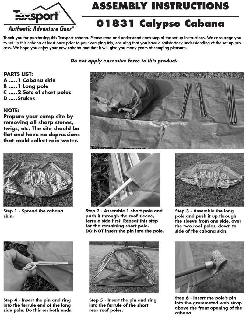 Texsport 01831 Calypso Cabana Assembly instructions and use and care manual