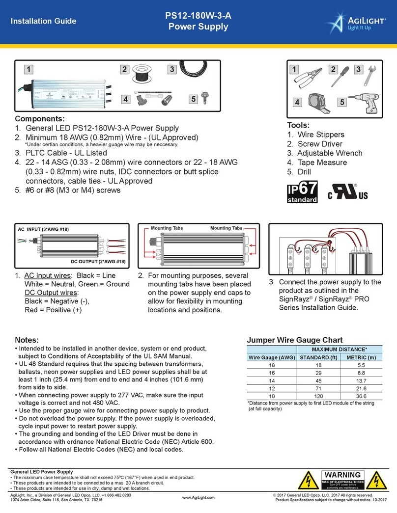 Agilight PS12-180W-3-A installation guide