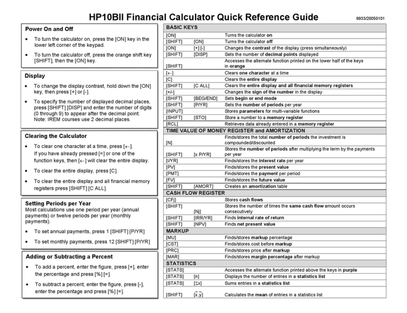 IREM HP10BII Quick reference guide