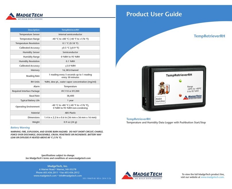 MadgeTech TempRetrieverRH Specification sheet