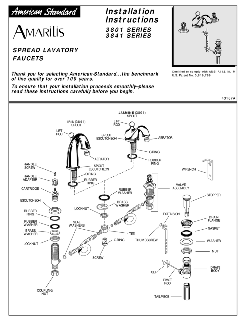 American Standard Amarilis 3801 SERIES installation instructions