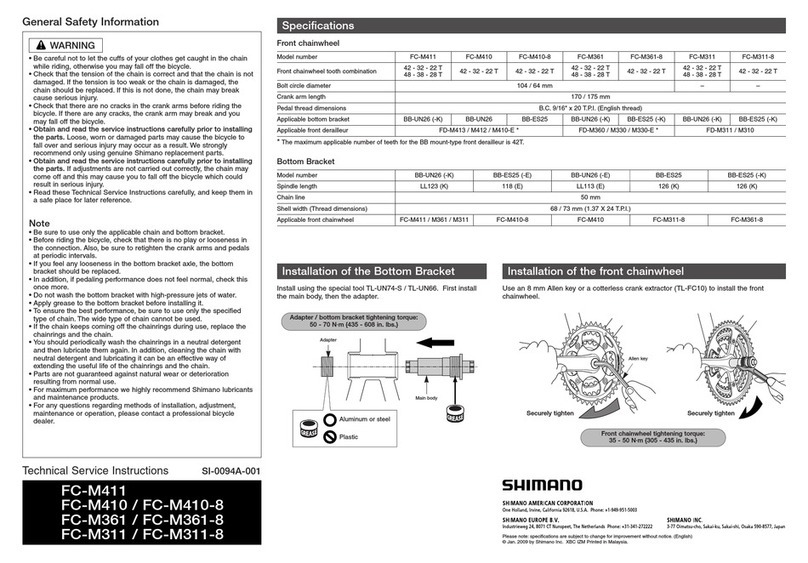 Shimano FC-M411 Operating instructions