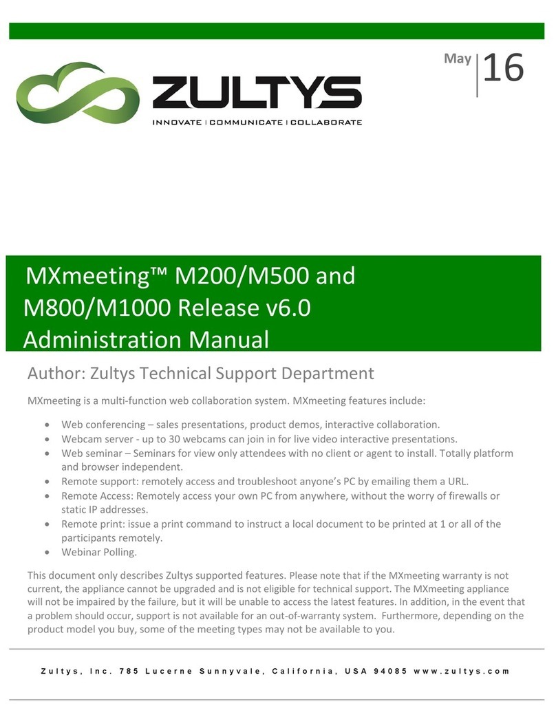 Zultys MXmeeting M200 Administration manual Zultys MXmeeting M200 Administration manual