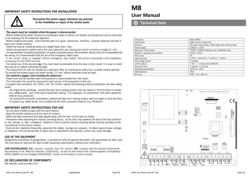 JCM Technologies M8 User manual