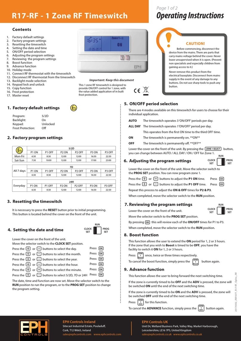 EPH Controls R17-RF operating instructions