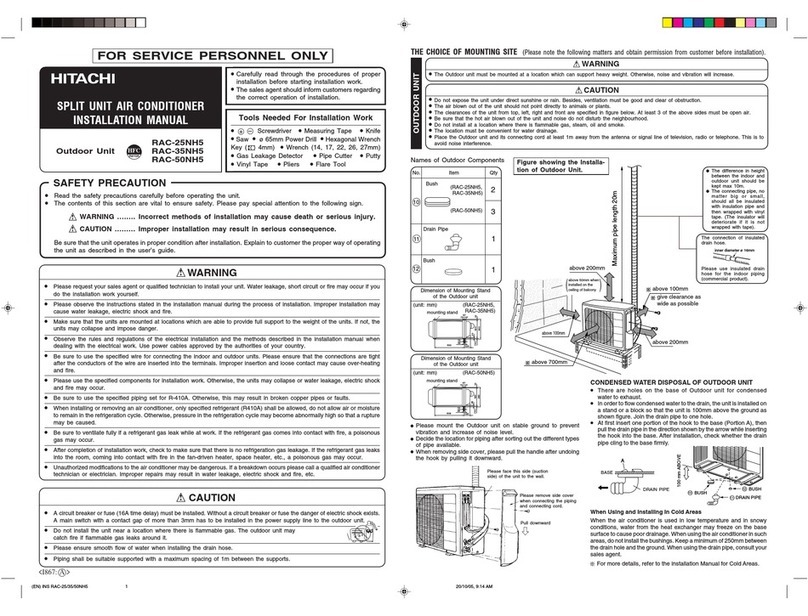 Hitachi RAC-35NH5 installation manual