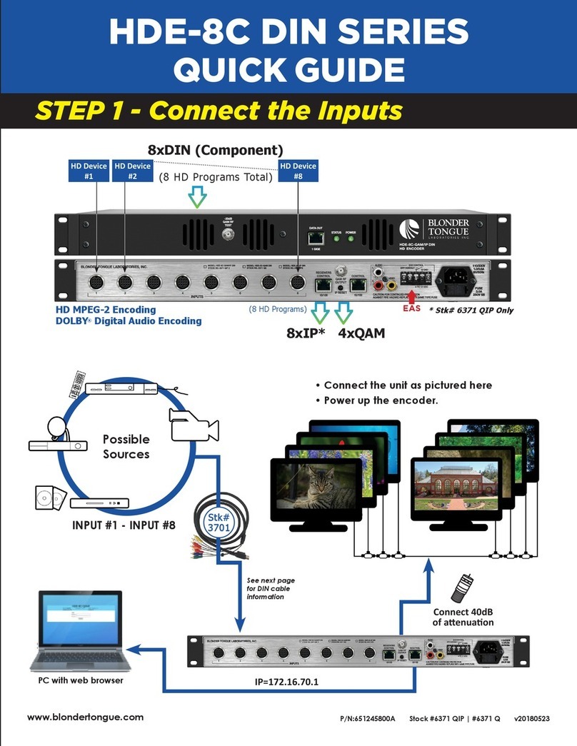 Blonder tongue HDE-8C DIN SERIES quick guide Blonder tongue HDE-8C DIN SERIES quick guide