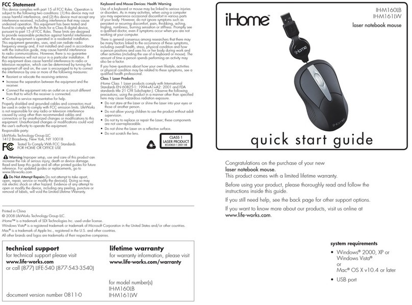 iHome IH-M160LB User manual