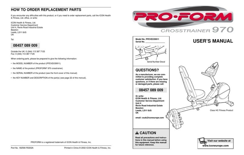 Pro-Form Crosstrainer 970 User manual