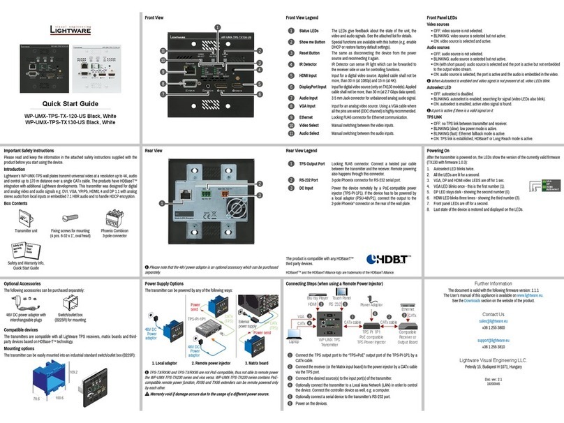 Lightware WP-UMX-TPS-TX120-US Black quick start guide