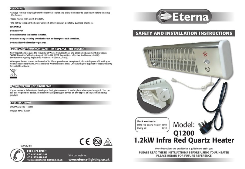 Eterna Q1200 Safety and installation instructions Eterna Q1200 Safety and installation instructions