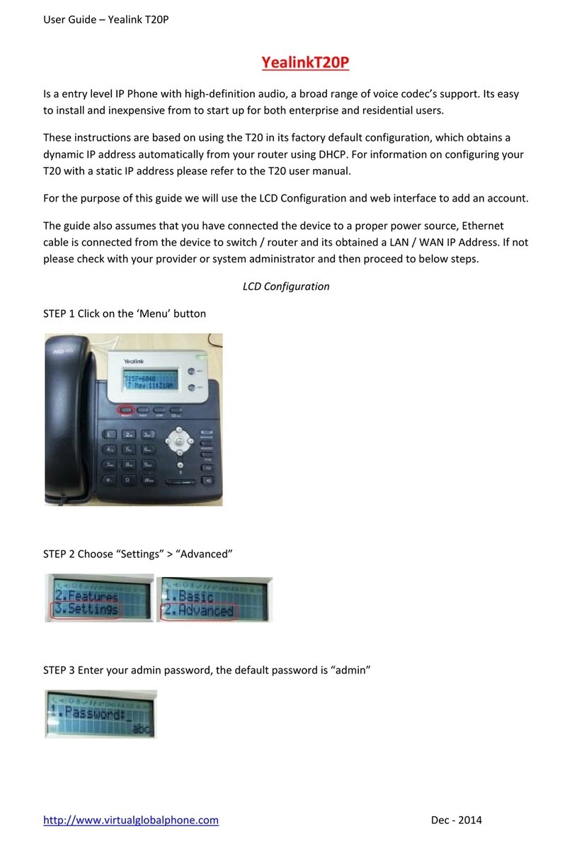 Yealink T20P User manual