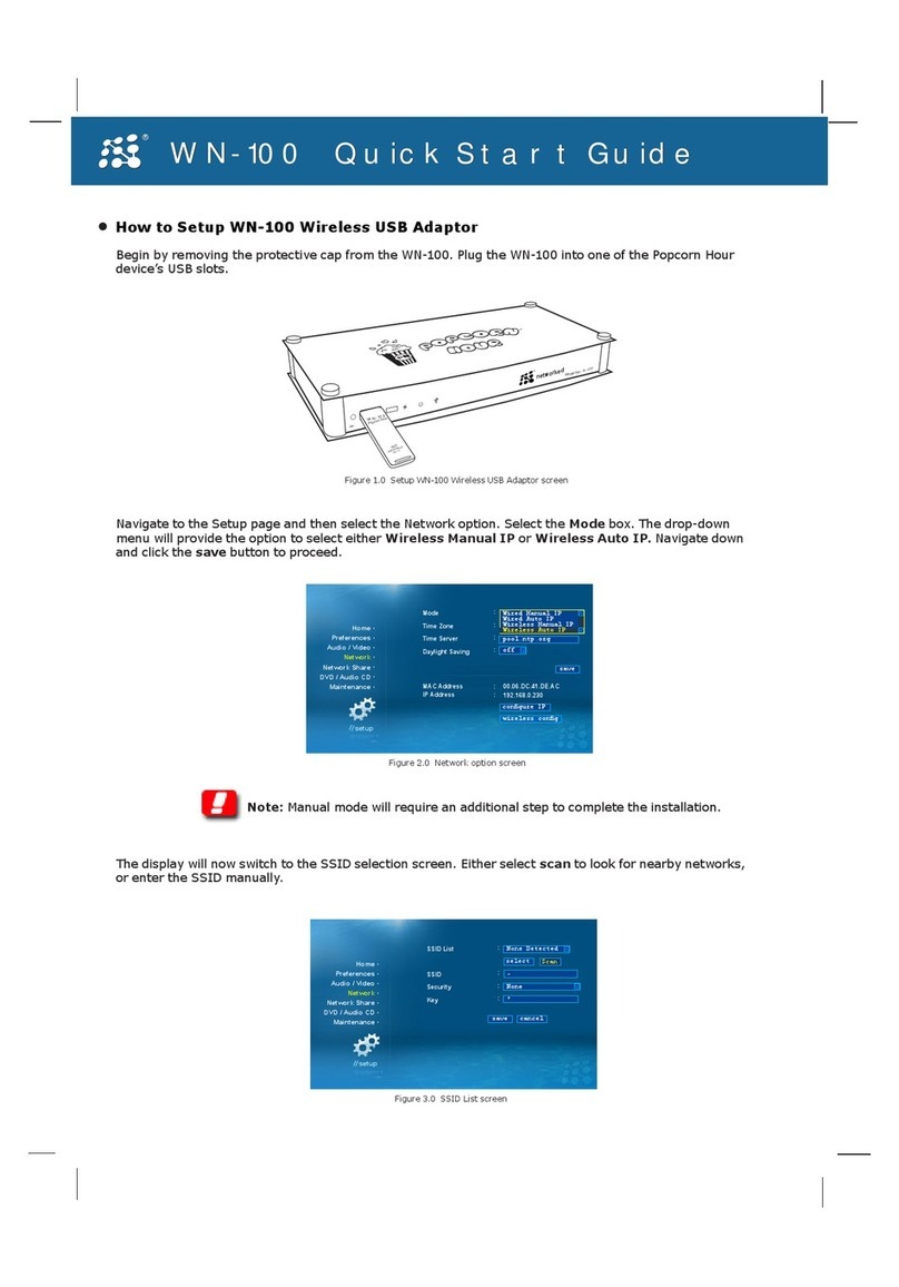 POPCORN HOUR WN-100 quick start guide