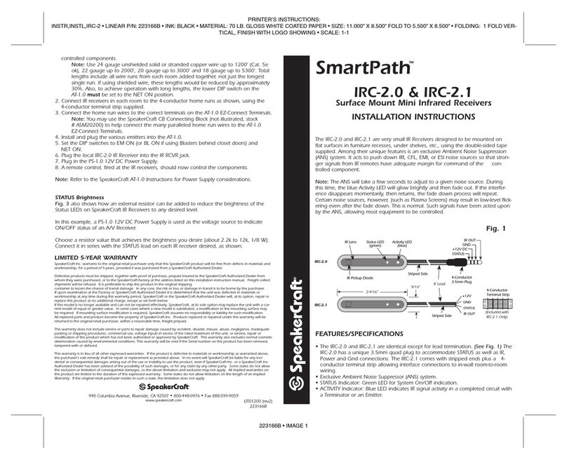 SpeakerCraft SmartPath IRC-2.0 installation instructions
