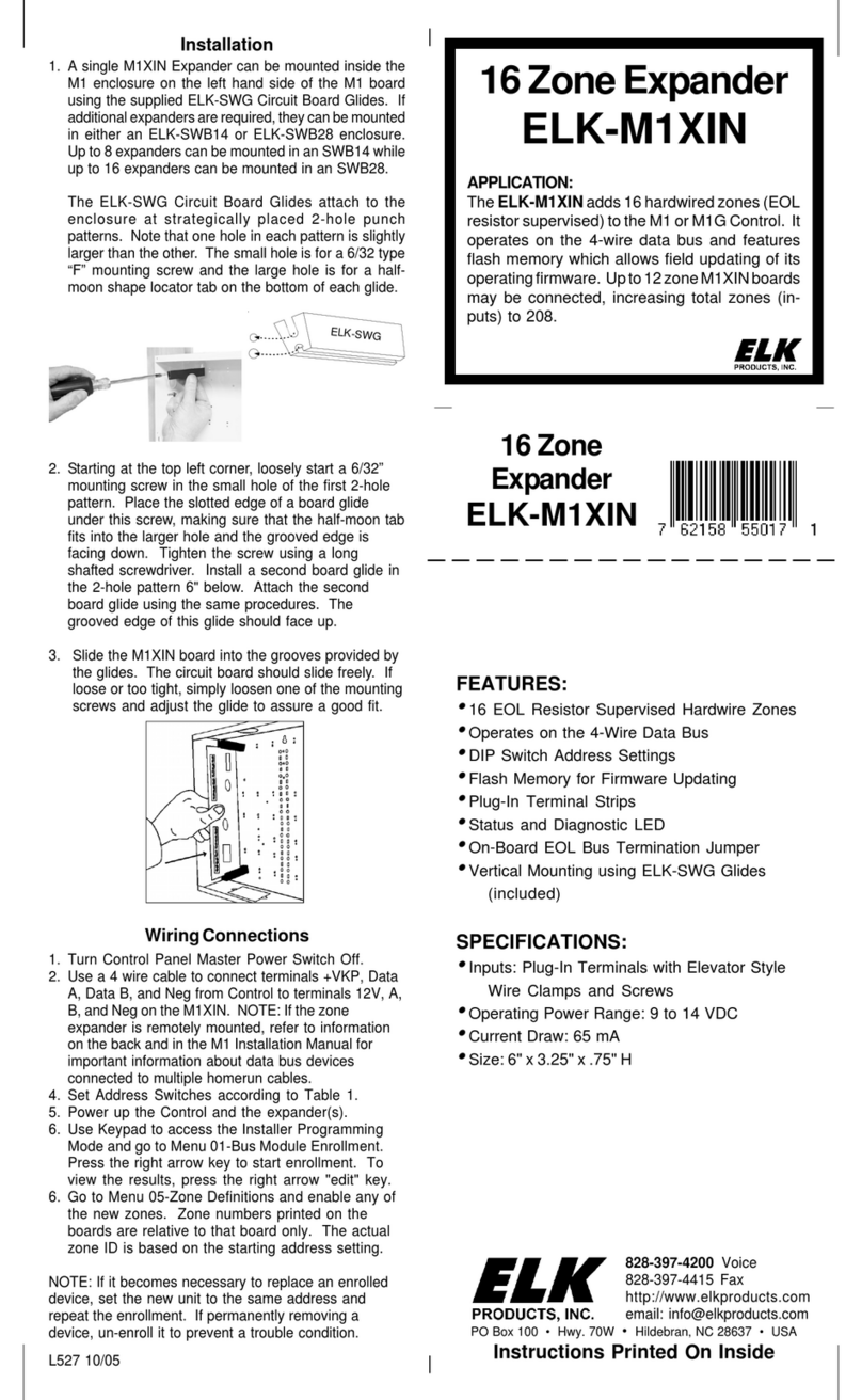 Elk Products ELK-M1XIN installation manual