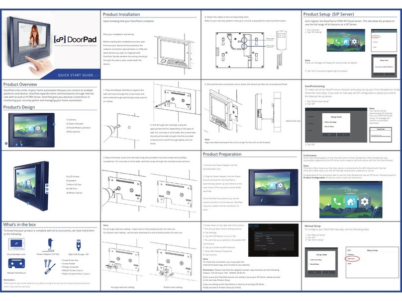 NTEK Systems DoorPad quick start guide