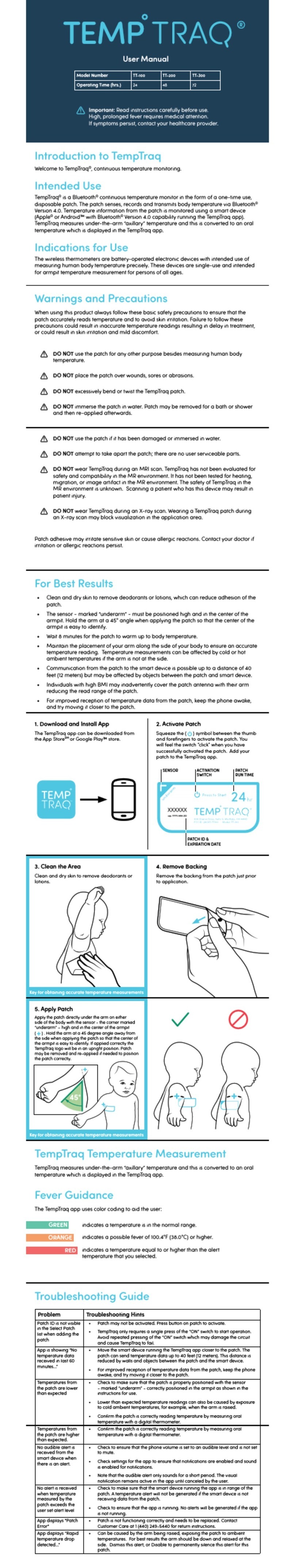 TEMP TRAQ TT-100 User manual