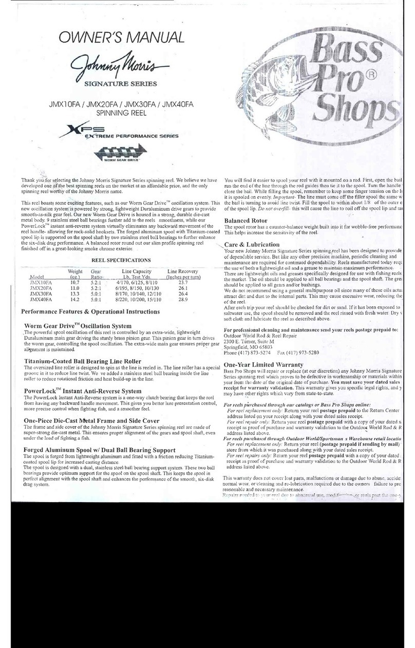Johnny Morris JMX20FA owner's manual