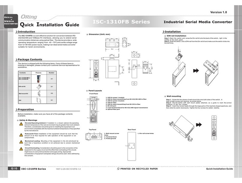 ORiNG ISC-1310FB-SS Quick installation guide