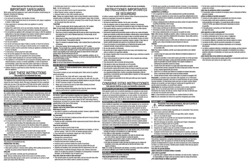 George Foreman GR1036BTR User manual