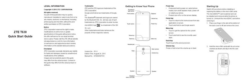 Zte T630 quick start guide