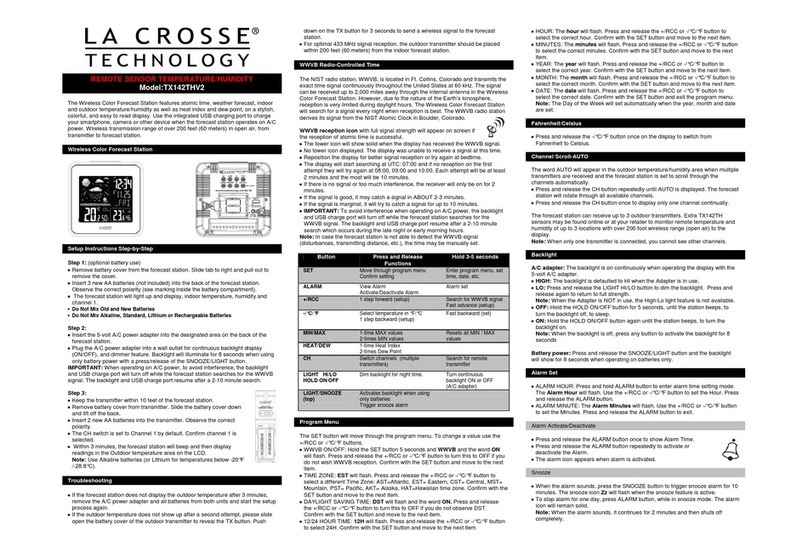 La Crosse TX142THV2 manual