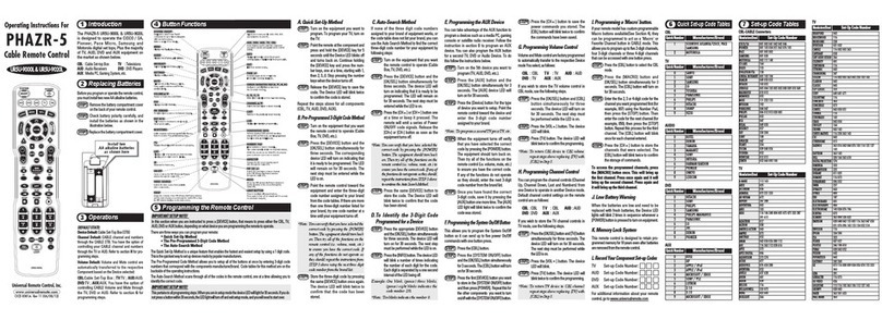 Universal Remote Control PHAZR-5 operating instructions