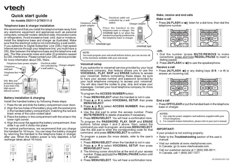 V-tech DS3111-2 - DECT 6.0 Cordless Phone User manual