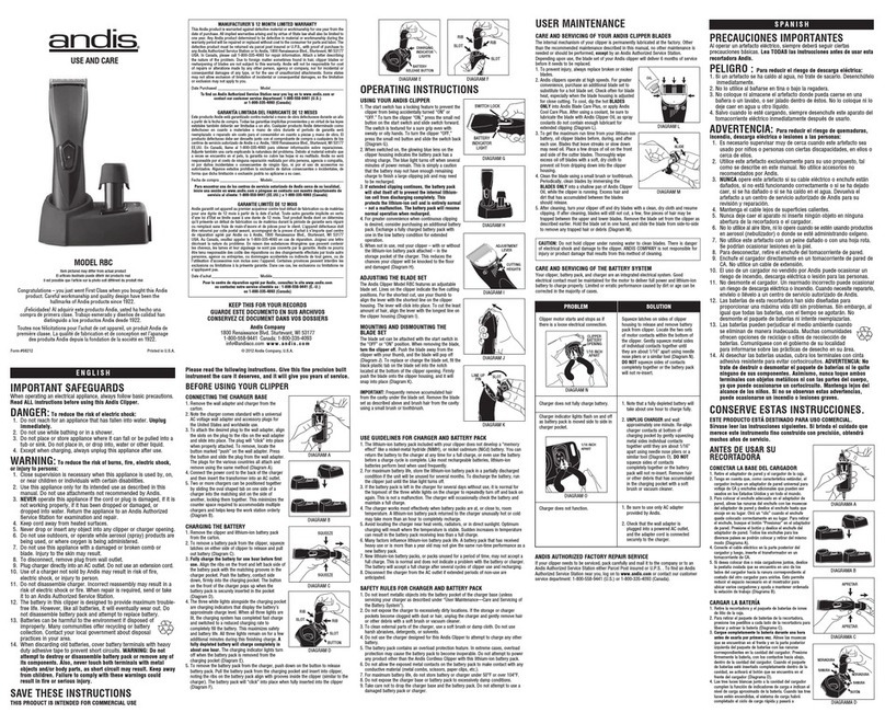 Andis RBC Installation instructions