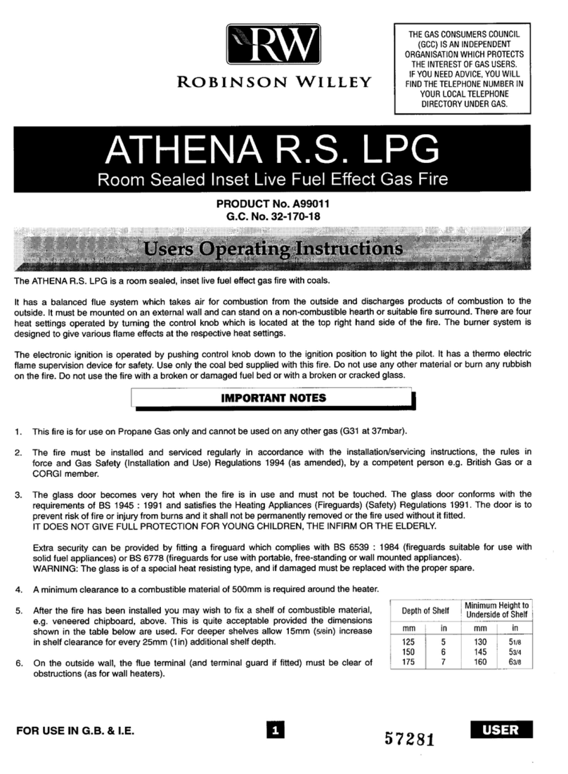 Robinson Willey ATHENA R.S. A99011 Operation instructions Robinson Willey ATHENA R.S. A99011 Operation instructions