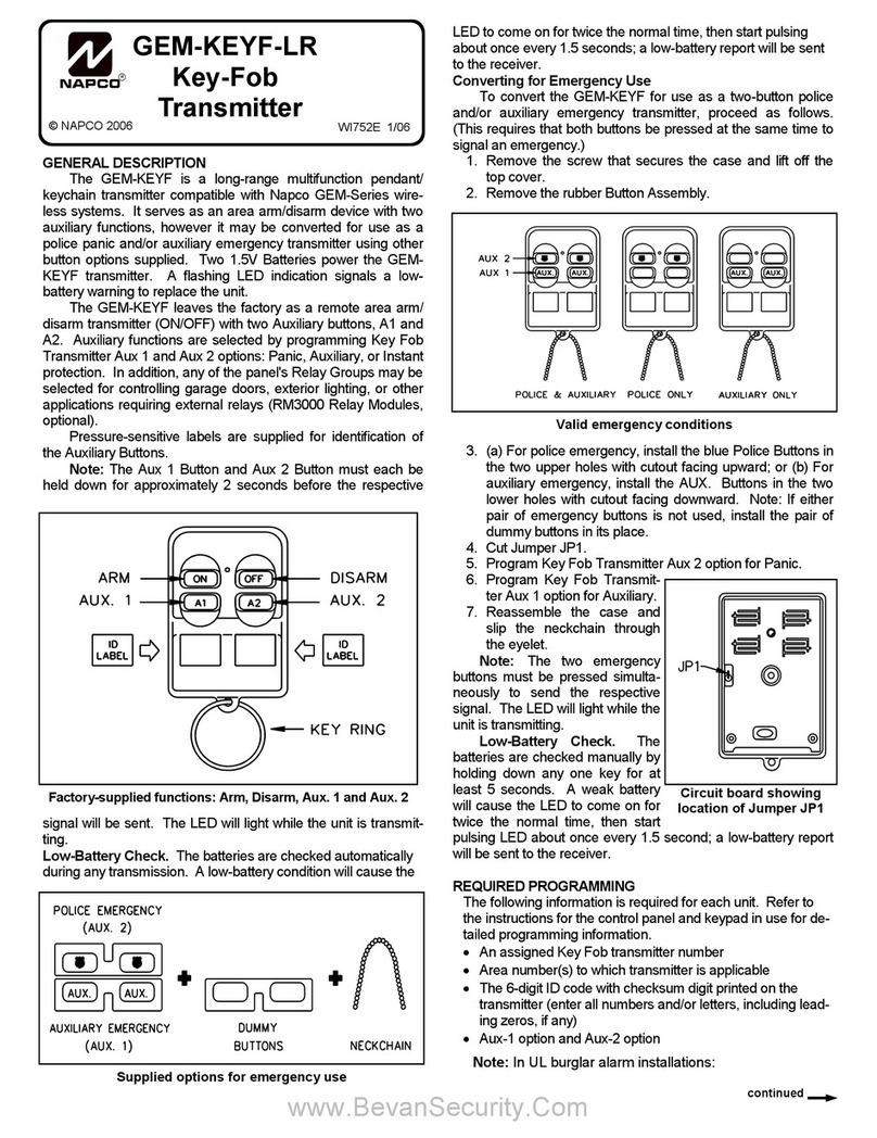 NAPCO GEM-KEYF-LR User manual