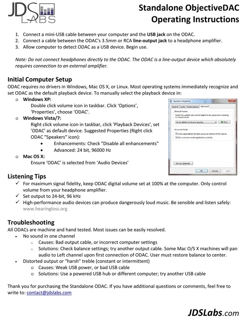 JDS Labs ODAC operating instructions