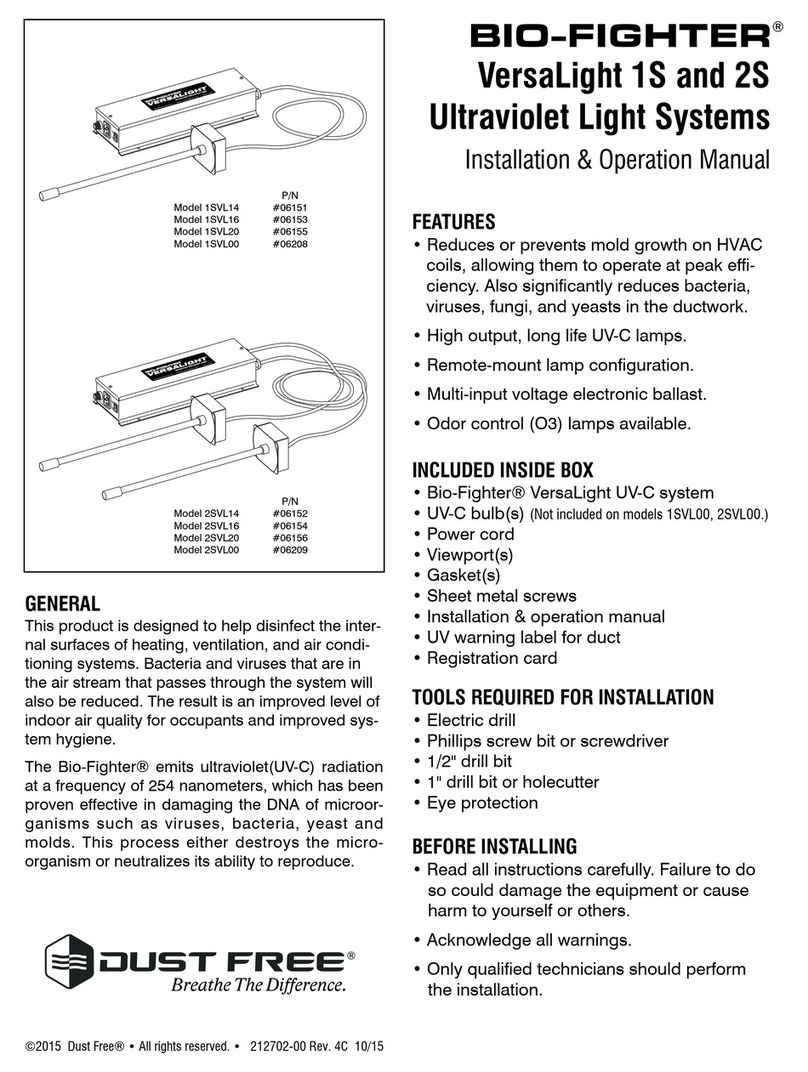 Dust Free Bio-Fighter VersaLight 1SVL14 Installation & operation manual Dust Free Bio-Fighter VersaLight 1SVL14 Installation & operation manual