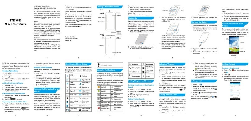 Zte V817 quick start guide