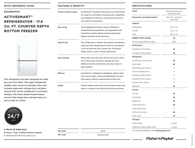 Fisher & Paykel ACTIVESMART E522BRWFD5 User manual