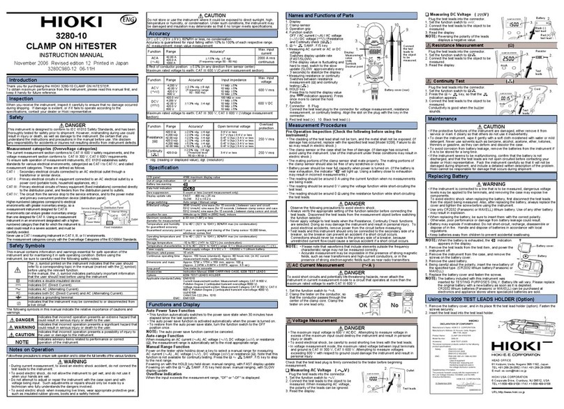 Hioki 3280-10 instruction manual
