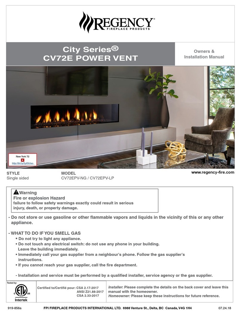 Regency CV72EPV-NG Owners & installation manual Regency CV72EPV-NG Owners & installation manual