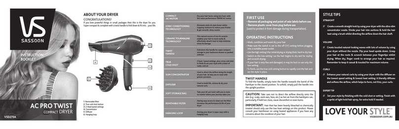 VS Sassoon AC PRO TWIST VSD270A User manual