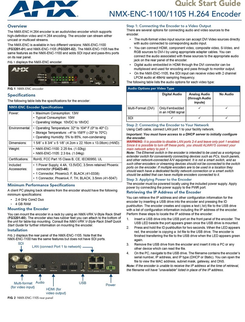 AMX NMX-ENC-1100 quick start guide