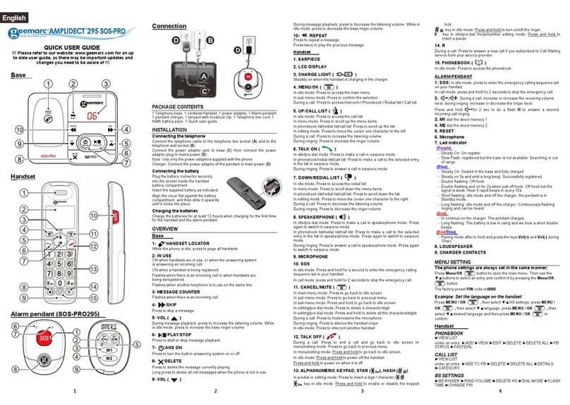 Geemarc Amplidect 295 SOS-Pro Instruction manual