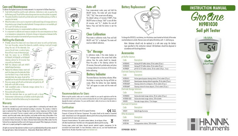 Hanna Instruments Gro Line HI981030 instruction manual