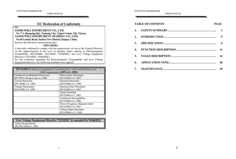 Good Will Instrument GFG-8210A user manual