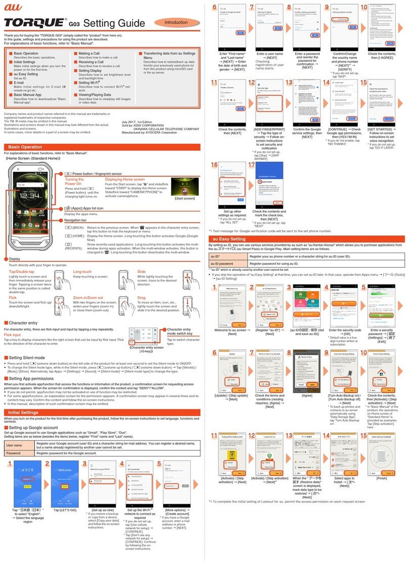 Kyocera TORQUE G03 Settings guide