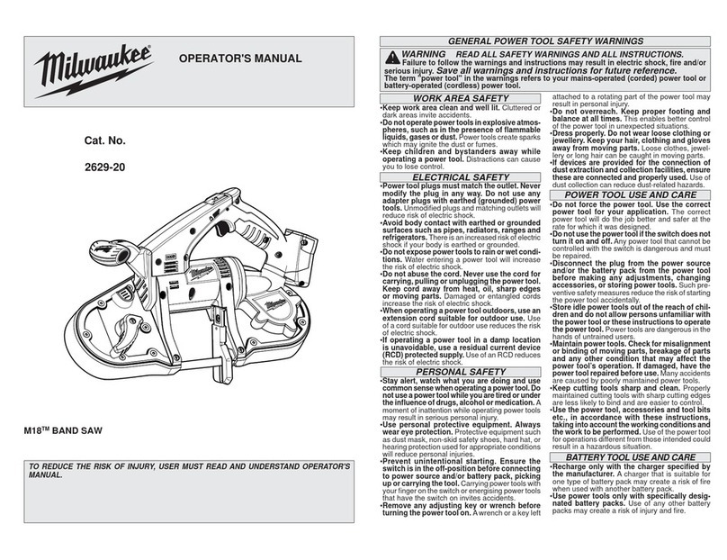 Milwaukee M18 2629-20 Operator's manual